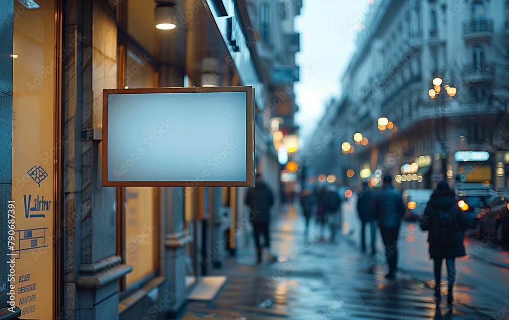 Group of people walking down city street. Generative AI
