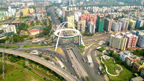 Aerial view of Biswa Bangla gate or Kolkata Gate  on the main arterial road. photo