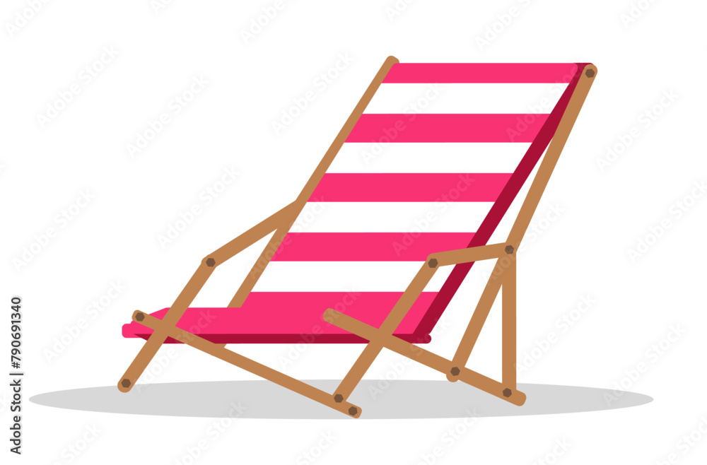 ビーチの椅子。海と波辺。ベクターイラスト