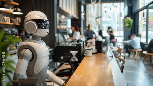 An artificial intelligence robot working as a coffee shop managerrobot © Fatema