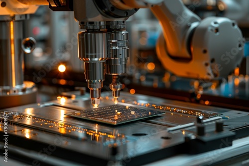 Precision Machinery Assembling Electronics Close Up
