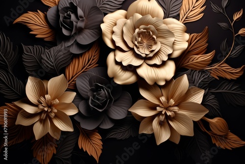 3d abstract. Plants, flowers, the golden grain. Freehand. Modern art. Plants and flowers, printing and wallpaper and posters, cards, hanging, prints. High quality photo