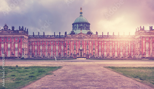 Sanssouci New Palace in Potsdam, color toning applied, Germany. photo