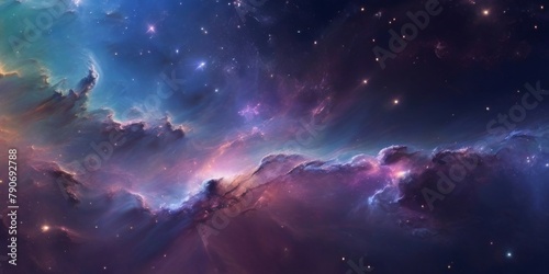 Galaxy night sky panorama with colorful colors