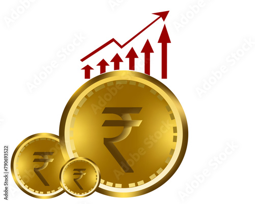 Indian Union Budget, India economy, finance icon, Indian rupee coin .	