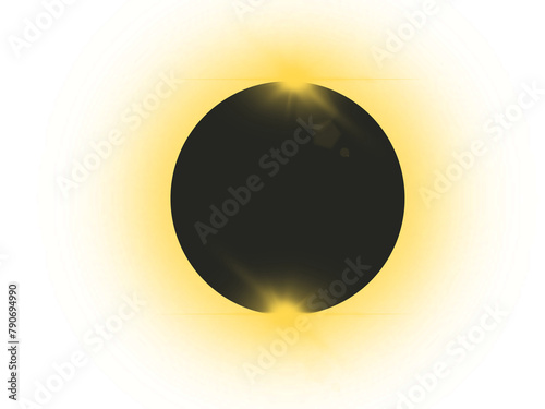 A stunning total solar eclipse with the bright corona ring visible around the blackened sun. Ideal for science, astronomy, and educational content. Transparent background
