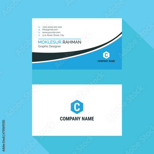 Creative and Clean Double-sided Business Card Template. photo
