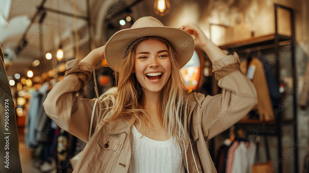 Young Woman Shopping for Summer Clothes. Young Woman Shopping for Summer Clothes.