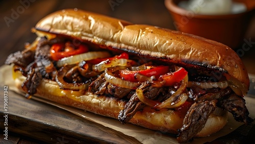 Delectable Cheesesteak Feast with Onions and Peppers. Concept Food Photography, Sandwiches, Cheesesteak Recipe, Comfort Food, Cooking Ideas