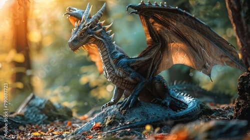Dragons are mythical creatures often depicted as large, fire-breathing reptiles with scales and wings, appearing in folklore and legends across various cultures.