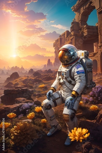 Astronaut Exploring Planets, Astronaut Wallpaper, Astronaut Background, An astronaut exploring an otherworldly planet, Space exploration wallpaper, AI Generative