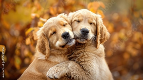 Adorableness of golden retriever canines photo