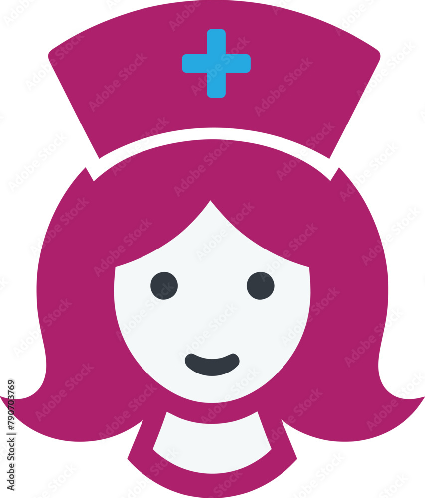Nurse face with cap vector icon illustration. Nurse face with cap vector icon illustration.