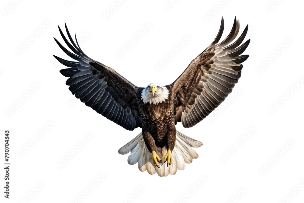 Obraz premium Eagle fly on transparent from die cutting, US concept, PNG