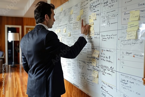 Businessman in Suit Writing on Whiteboard