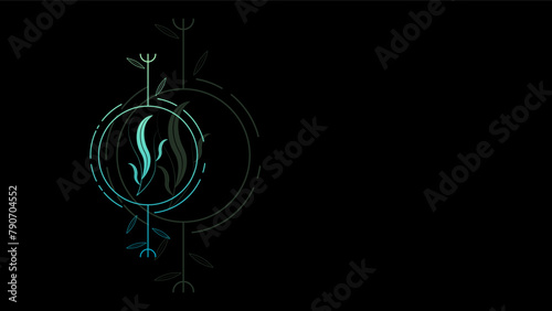 Art Abstract Dark Background WIth Gradient Plant Geometric Glow Vector Design Style