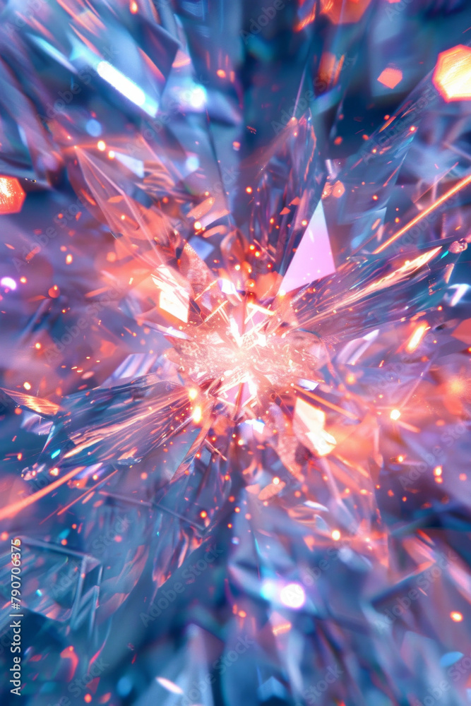 Explosive diamond with sparkling lights for background Explosive diamond with sparkling lights for background