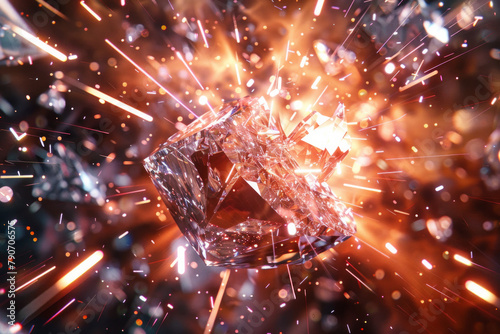 Explosive diamond with sparkling lights for background