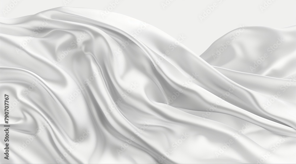 The luxury of white fabric texture background.Closeup of rippled white silk fabric.Abstract white cloth. Cloth soft wave. Creases of satin, silk, and cotton