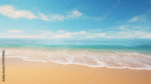 Serene Beach Scenery with Sunny Horizon and Gentle Waves