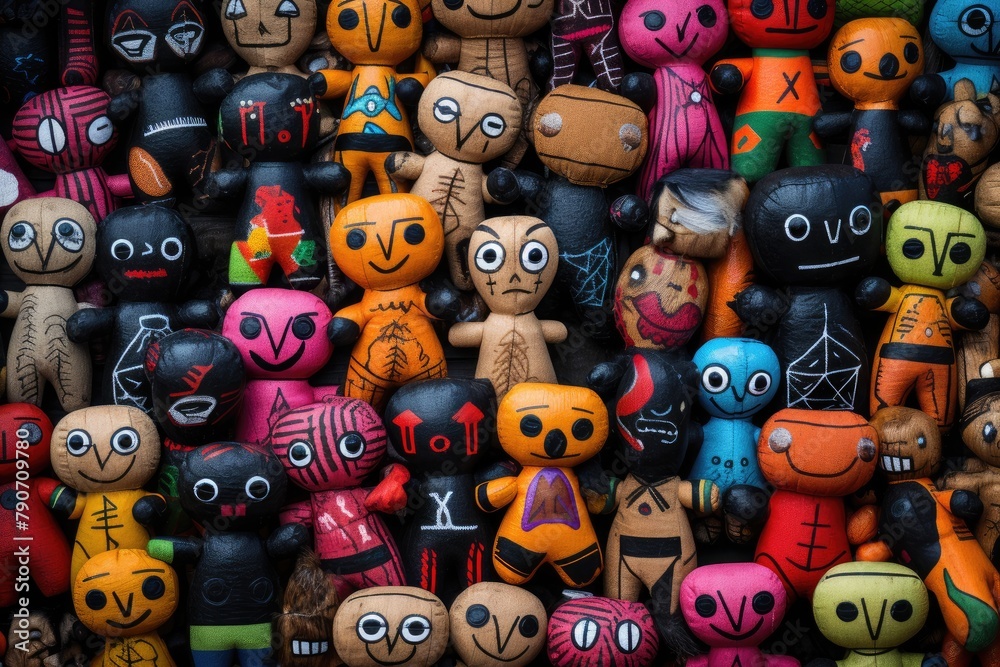 Voodoo dolls arranged in a mysterious pattern. Voodoo dolls arranged in a mysterious pattern.