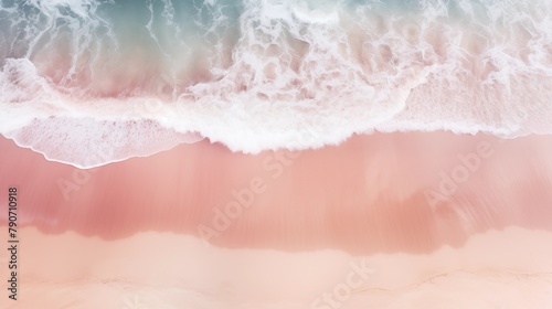 Aerial View of Soft Pastel Waves on a Sandy Beach - Tranquility by the Sea photo