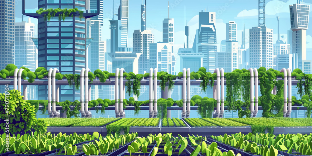 a vector composition depicting the future of sustainable agriculture ...