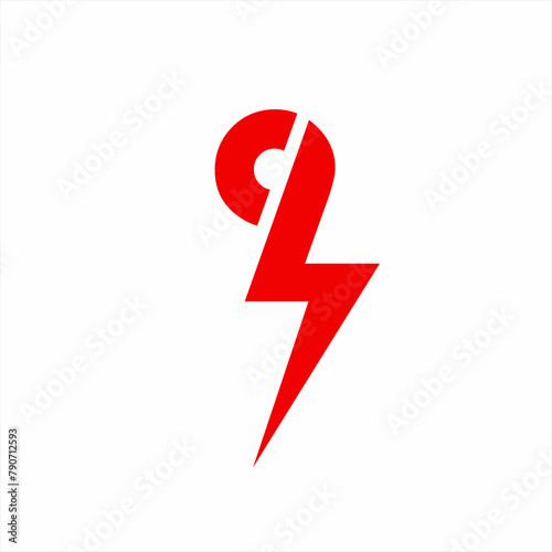Simple number 97 logo design with lightning concept.