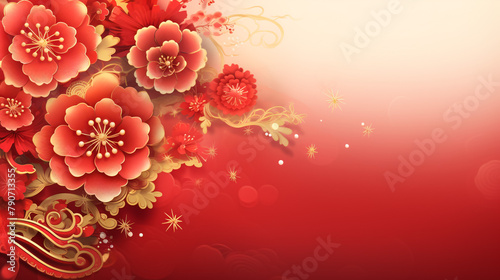 decorative textures template background with chinese cloud , dragon ,and golden blessing ornament 