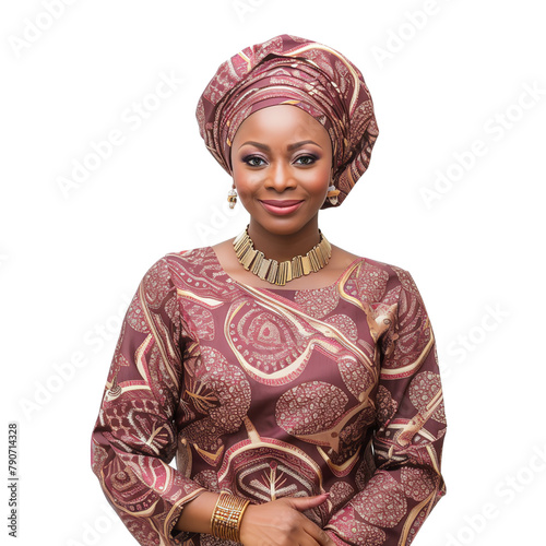 Beautiful And Attractive Iro and Buba Two piece outfit Isolated On White Background photo