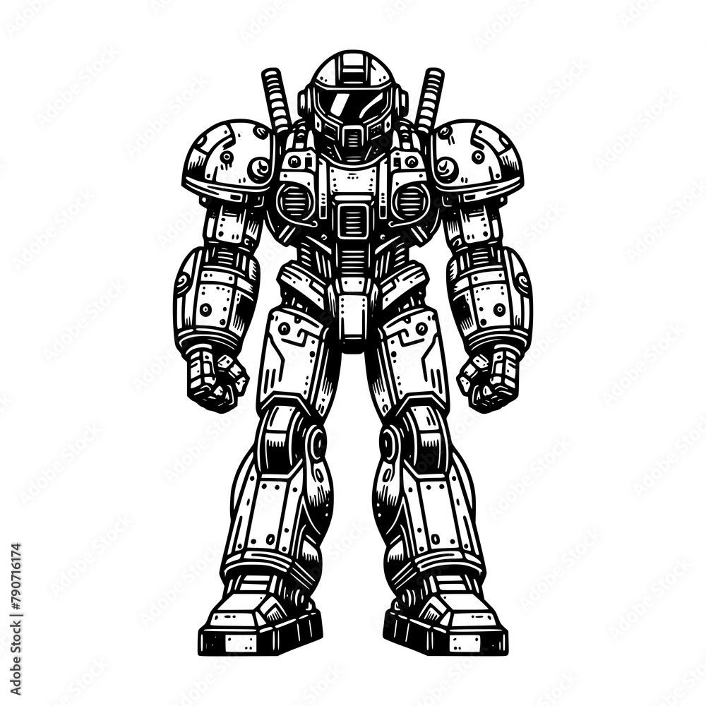 futuristic full body figure robot fighter mechanical body part with