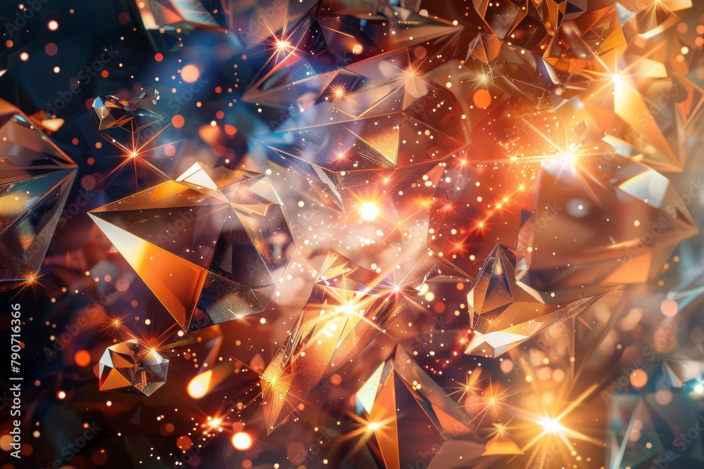 Explosive diamond with sparkling lights for background Explosive diamond with sparkling lights for background