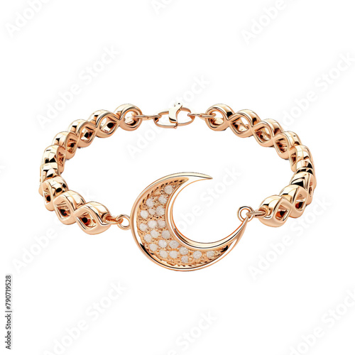 Charming Islamic crescent moon charm bracelet Isolated On White Background