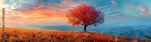 Autumns Beauty Colorful Tree Fall Landscape Panorama