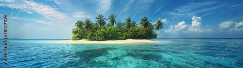 Tropical Island Wide Sandy Beach Maldives