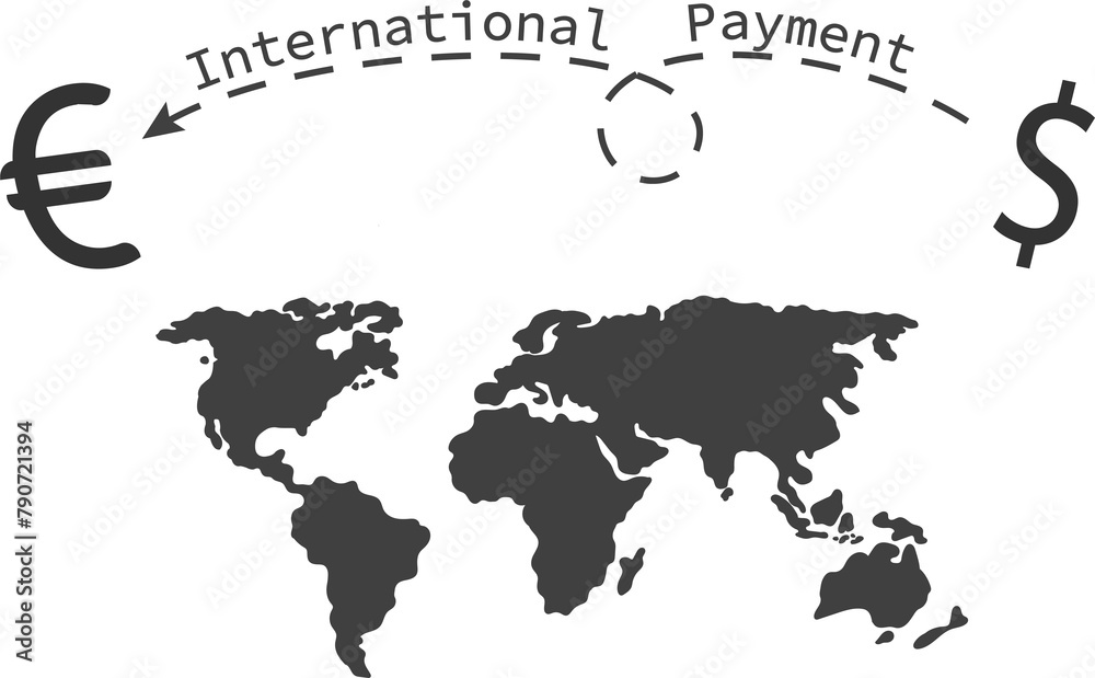A world map with a dollar and euro on it