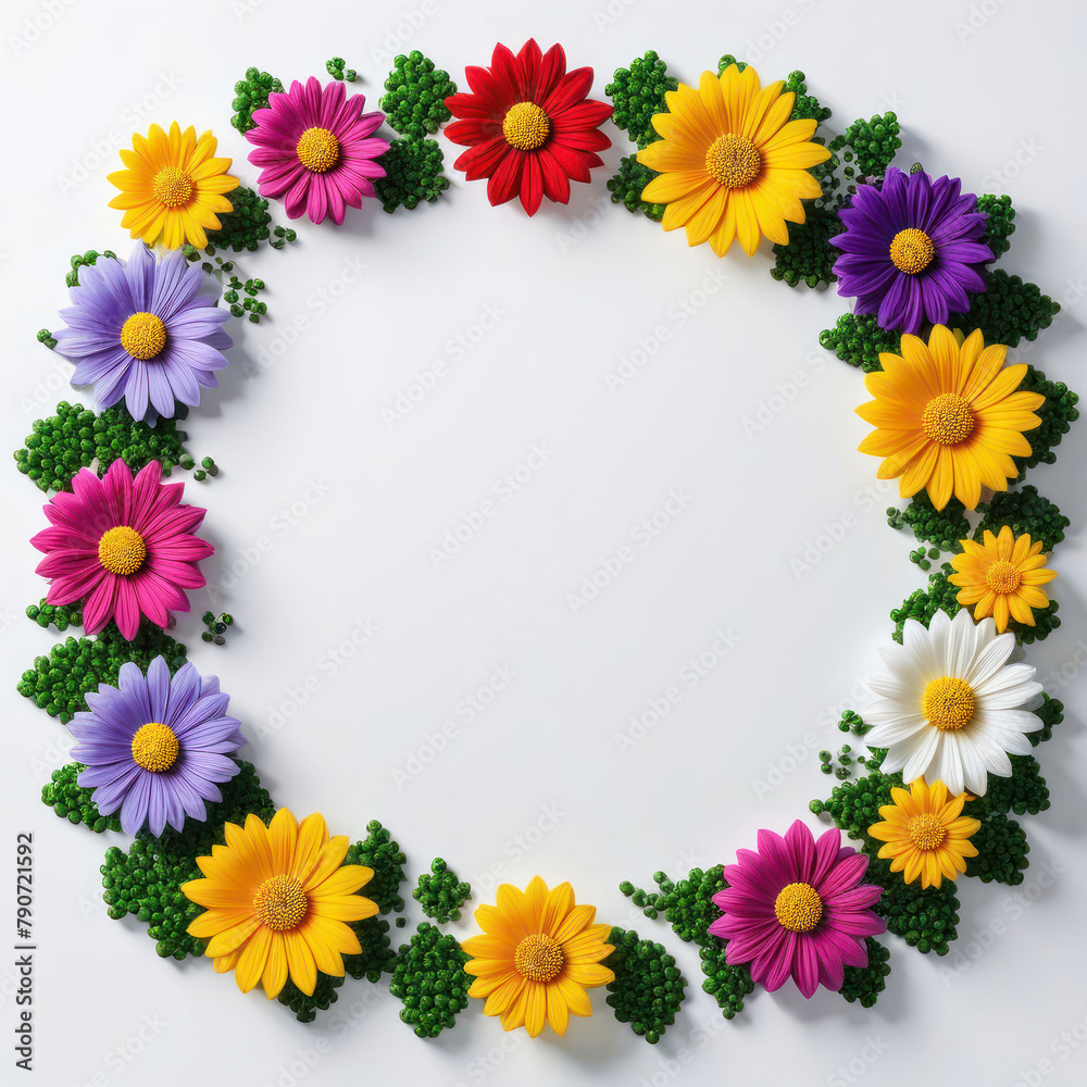 Frame made of pixel flowers. Illustration for design. Frame made of pixel flowers. Illustration for design.