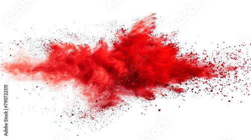 Red powder burst on white backdrop, vibrant color splash, Holi festival 2074 paint explosion.