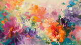 Vivid hues and dynamic brushstrokes intertwine to create an abstract garden of oil-painted flowers.
