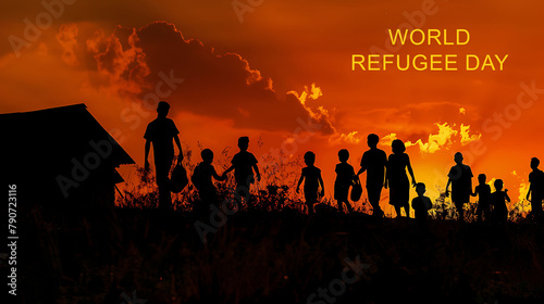 World Refugee Day  Refugee concept background design  Generative AI
