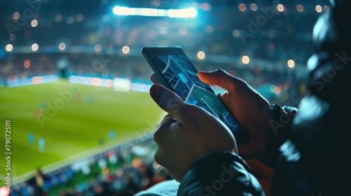 Online soccer bets being placed by a man on his cell phone