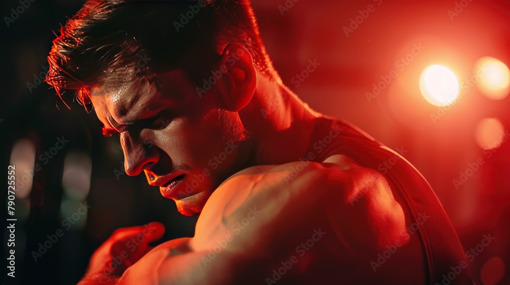 man with a shoulder injury is exercising in a club man with a shoulder injury is exercising in a club