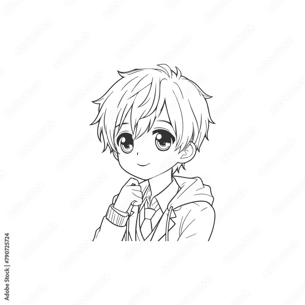 anime boy vector illustration hand-drawn cartoon character manga style