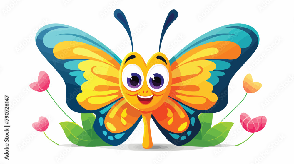 Cartoon butterfly illustration. Cute smiling charac