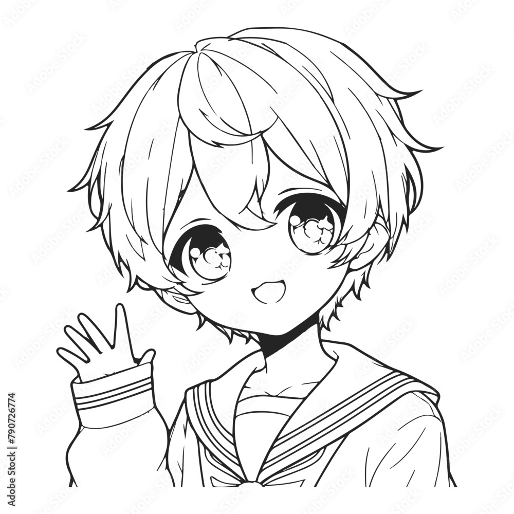 anime boy vector illustration hand-drawn cartoon character manga style