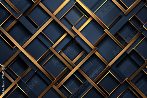 Abstract elegant geometric dark blue and gold pattern for background 