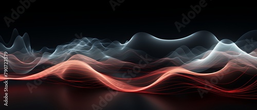 Sound waves as seen in a scientific visualization, minimal 3D render,