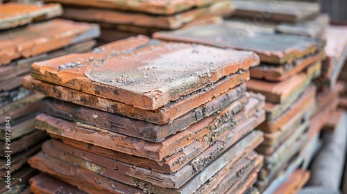 Stack of fresh roofing tiles
