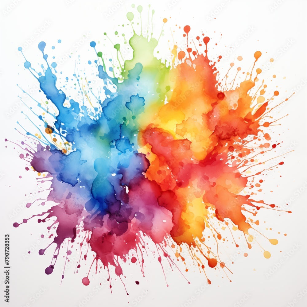 Vibrant and Colorful Abstract Watercolor Paint Splatter Artwork