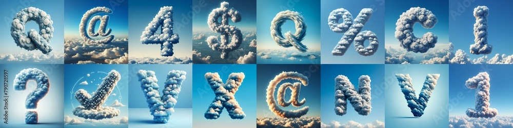 Naklejka premium Cloud lettering. AI generated illustration